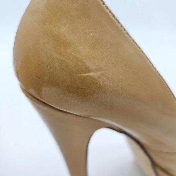 Aldo Nude/Tan Round Toe Platform High Heel Pump, Patent Vegan Leather, Size 36 - Picture 9 of 15